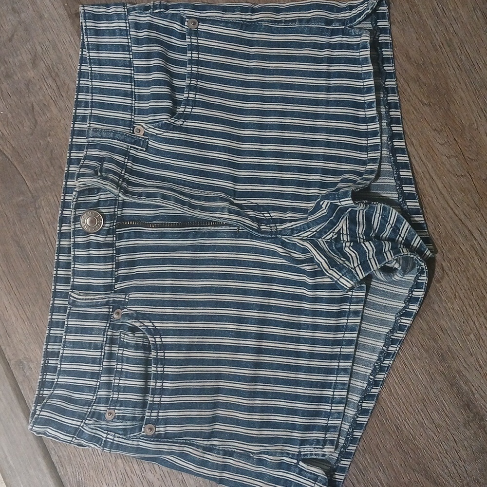 Stripped Jean Shorts